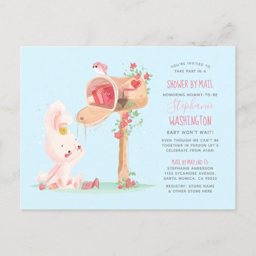 Watercolor Long Distance Baby Girl Shower By Mail Invitation Postcard