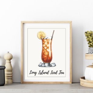 Watercolor Long Island Iced Tea Cocktail Poster