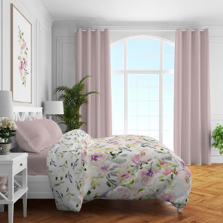 Watercolor loose expressive spring floral duvet cover
