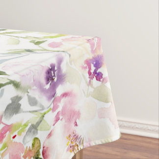 Watercolor loose expressive spring floral tablecloth