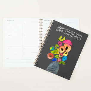 Watercolor loose floral colorful planner