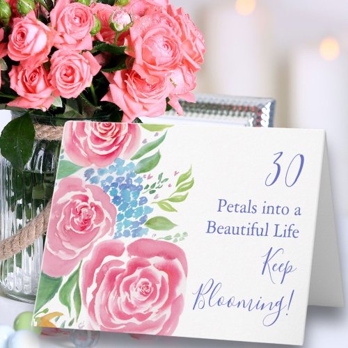 Watercolor Loose Roses  & Hydrangea 30th Birthday