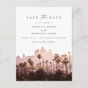 Watercolor Los Angeles  California Save the Date Postcard