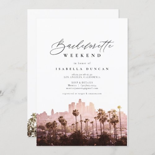 Watercolor Los Angeles California Skyline Palm Invitation
