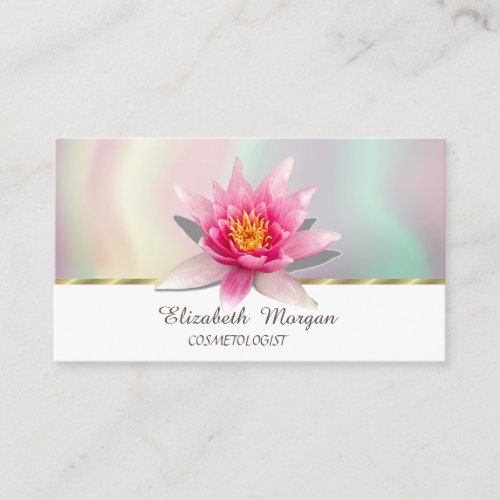 Watercolor Lotus Colorful Holographic Business Card