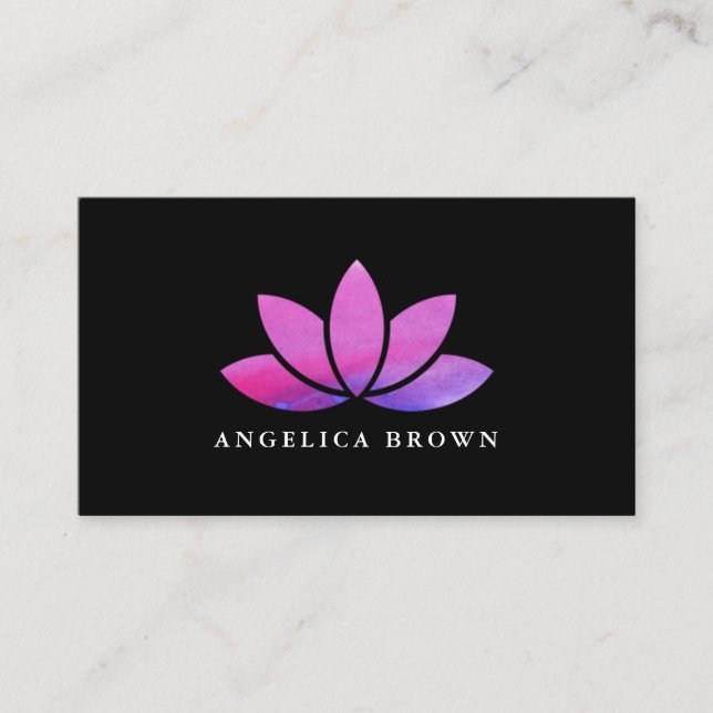 Watercolor Lotus Flower Business Card (Front)