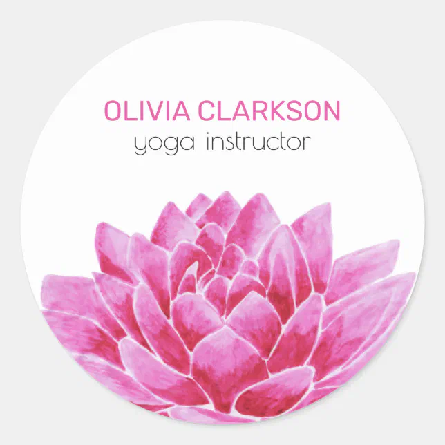 Watercolor Lotus Flower Classic Round Sticker | Zazzle