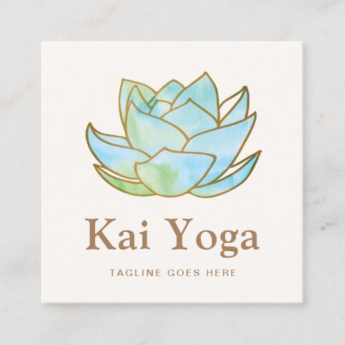  Watercolor Lotus Flower Floral Square Business Card