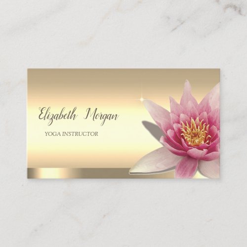 Watercolor Lotus Flower Gold Yoga Instructor Business Card