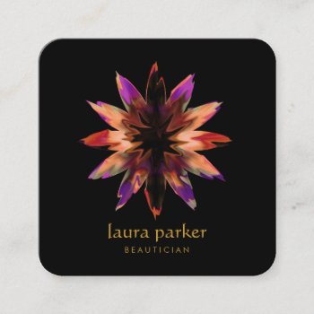 Watercolor Lotus Flower Healing Yoga Holistic Square Business Card by tsrao100 at Zazzle