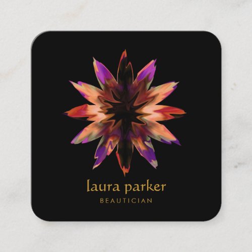 Watercolor Lotus Flower Healing Yoga Holistic Square Business Card