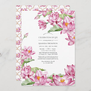 Watercolor Lotus Flower Indian Celebration of Life Invitation