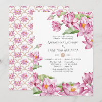 Watercolor Lotus Flower Indian Rehearsal Dinner