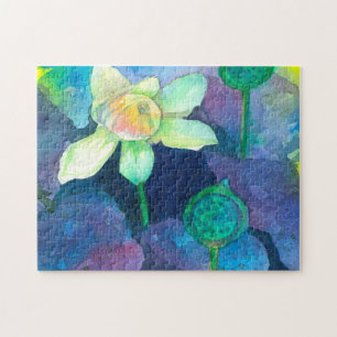 Watercolor Lotus Flower Jigsaw Puzzle