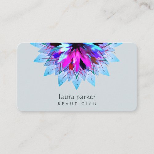 Watercolor Lotus Flower Logo Blue Massage Yoga Business Card