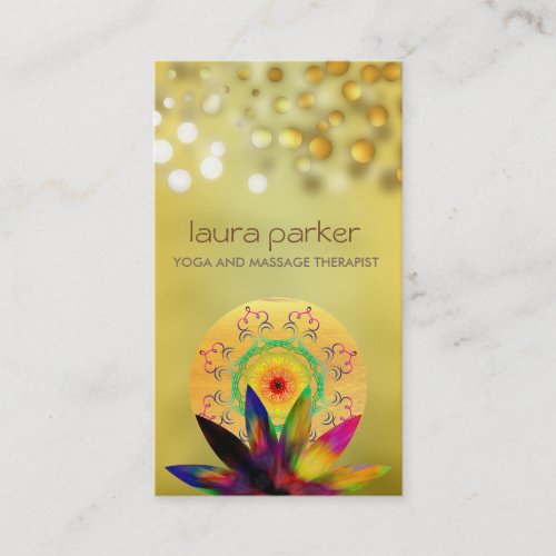 Watercolor Lotus Flower Logo Yoga Healing Health Business Card