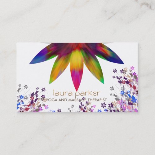 Watercolor Lotus Flower Logo Yoga Healing Health Business Card