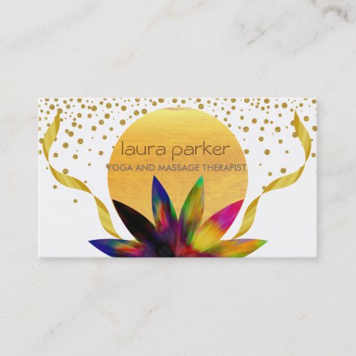 Watercolor Lotus Flower Logo Yoga Healing Health Business Card