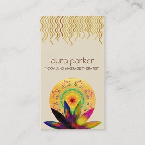 Watercolor Lotus Flower Logo Yoga Healing Health Business Card