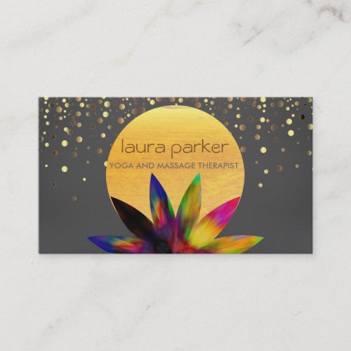 Watercolor Lotus Flower Logo Yoga Healing Health Business Card