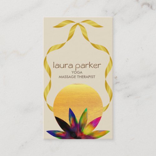 Watercolor Lotus Flower Logo Yoga Healing Health Business Card