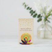 Watercolor Lotus Flower Logo Yoga Healing Health Business Card (Standing Front)
