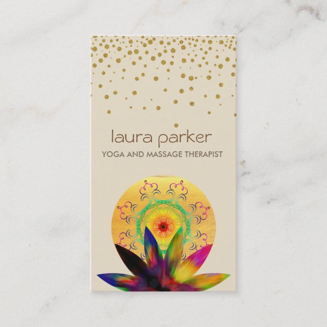 Watercolor Lotus Flower Logo Yoga Healing Health Business Card (Front)