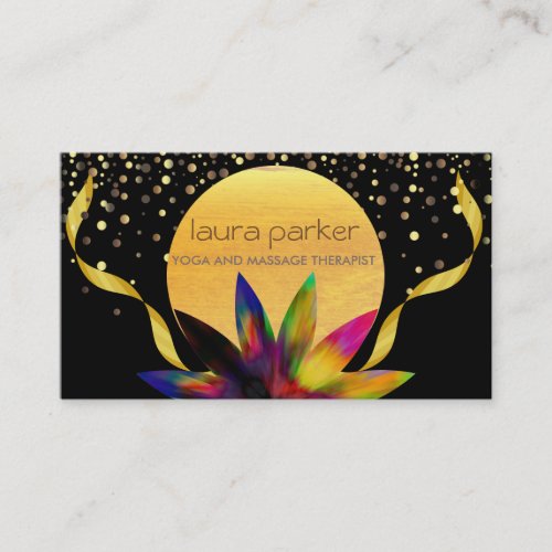 Watercolor Lotus Flower Logo Yoga Healing Health Business Card