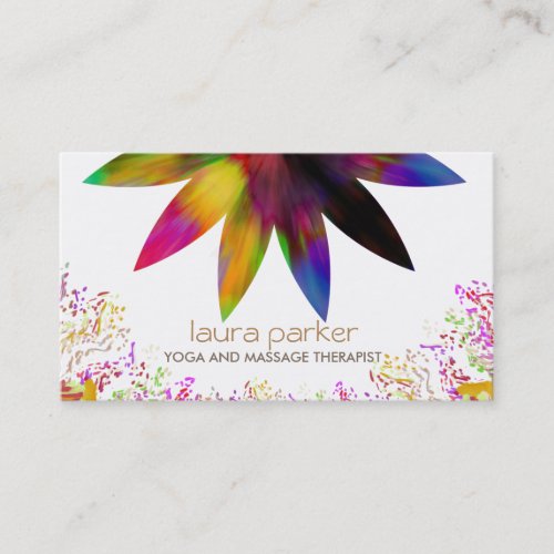 Watercolor Lotus Flower Logo Yoga Healing Health Business Card