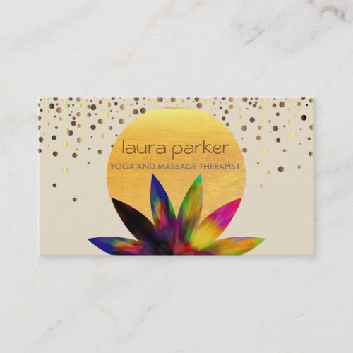 Watercolor Lotus Flower Logo Yoga Healing Health Business Card