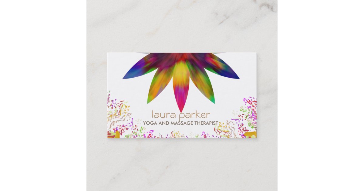 Watercolor Lotus Flower Logo Yoga Healing Health Business Card