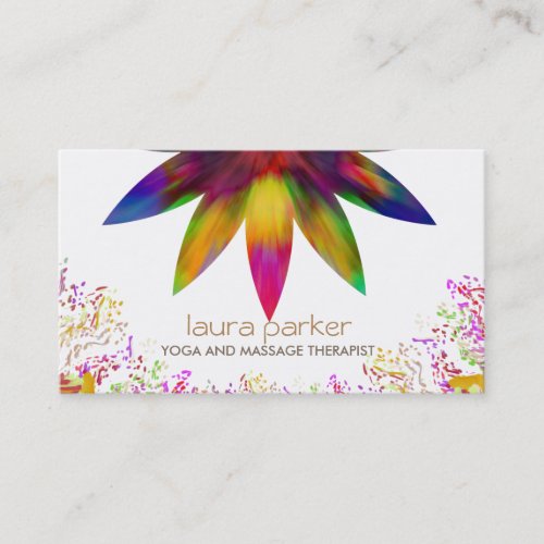 Watercolor Lotus Flower Logo Yoga Healing Health Business Card