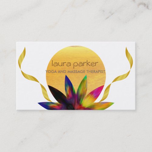 Watercolor Lotus Flower Logo Yoga Healing Health Business Card