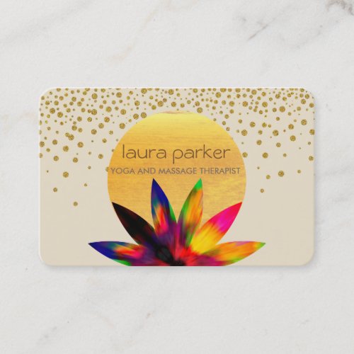 Watercolor Lotus Flower Logo Yoga Healing Health Business Card