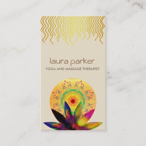 Watercolor Lotus Flower Logo Yoga Healing Health Business Card