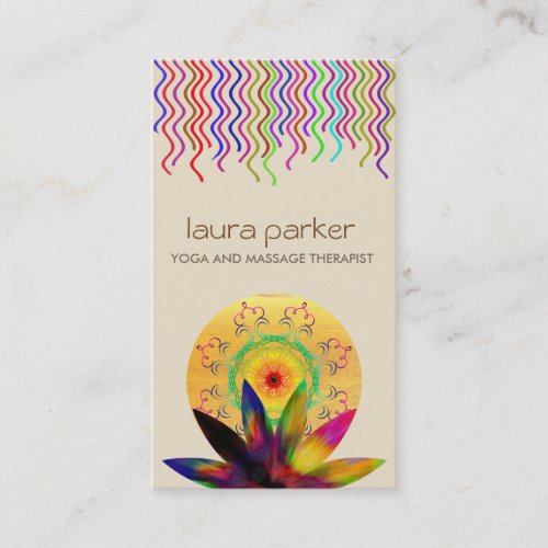 Watercolor Lotus Flower Logo Yoga Healing Health Business Card