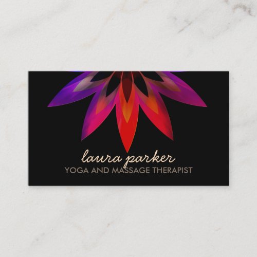 Watercolor Lotus Flower Logo Yoga Healing Health Business Card