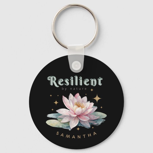 watercolor lotus flower motivational personalized keychain (Front)