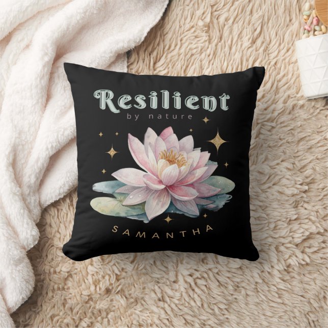 watercolor lotus flower motivational personalized throw pillow (Blanket)