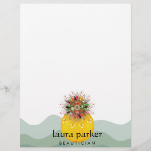 Watercolor Lotus Flower Paint Healing Massage Yoga Letterhead