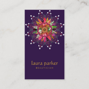 Watercolor Lotus Flower Purple Healing Yoga Business Card
