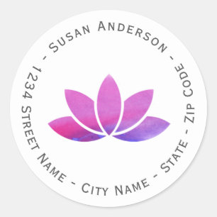 Watercolor Lotus Flower Return Address Label