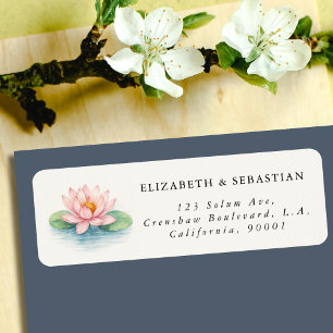 Watercolor Lotus Flower Simple Return Address Label