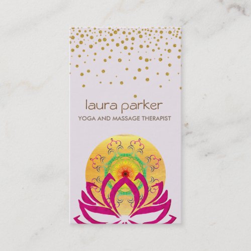 Watercolor Lotus Flower Yoga Instructor Holistic Business Card