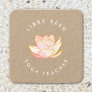 Watercolor lotus flower Yoga Teacher Square Business Card
