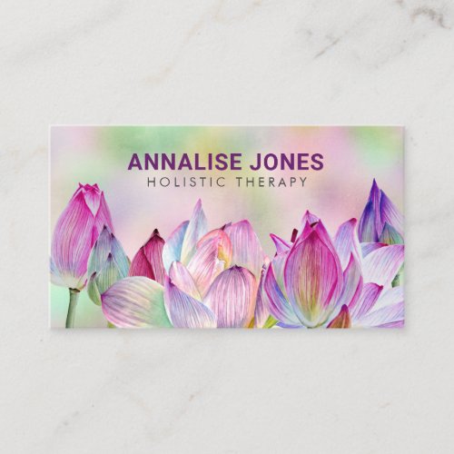 Watercolor Lotus Flowers Business Card