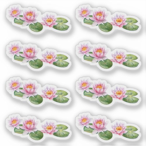 Watercolor Lotus Flowers Envelope Seal Stickers