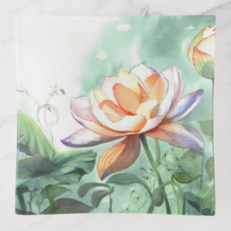 Watercolor Lotus Trinket Tray