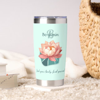 Watercolor Lotus With Leaf Insulated Tumbler
