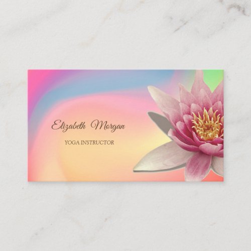 Watercolor Lotus Yoga Colorful Business Card